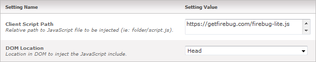The module settings The module settings